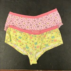Set Of 2 Cotton Briefs Pink and Lime Green Pattern